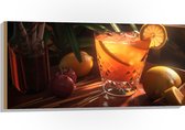 Hout - Zonnestralen Vallend op Verse Cocktail - 100x50 cm - 9 mm dik - Foto op Hout (Met Ophangsysteem)