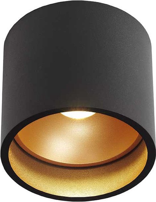Artdelight - Plafondlamp Ormond - Zwart / Goud - LED 7W 2700K - IP54 - Dimbaar