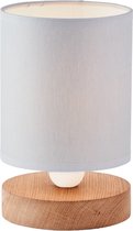 BRILLIANT lamp, Vonnie tafellamp grijs/hout, 1x A60, E27, 25W, hout uit duurzame bosbouw (FSC)