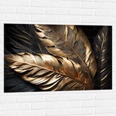 Muursticker - Zwarte en Gouden Palmbladeren - 105x70 cm Foto op Muursticker