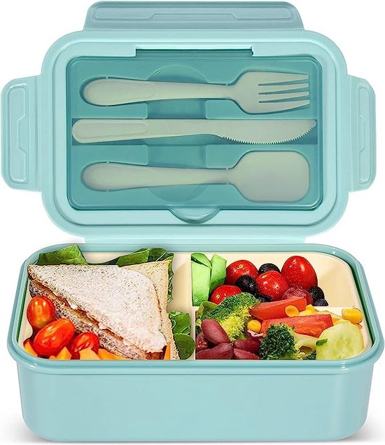 Lunchbox voor volwassenen, 1400 ml, Bento Box met 3 vakken, broodtrommel  voor... | bol