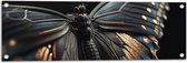 Tuinposter – Vlinder met Zwarte Vleugels met Gouden Details - 90x30 cm Foto op Tuinposter (wanddecoratie voor buiten en binnen)