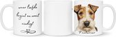 Koffie - theemok Foxterrier Beker cadeau voor haar of hem, kerst, verjaardag, honden liefhebber, zus, broer, vriendin, vriend, collega, moeder, vader, hond