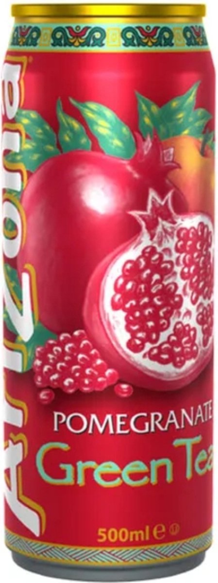 Arizona Pomegranate green tea 33 cl per blik, tray 12 blikken