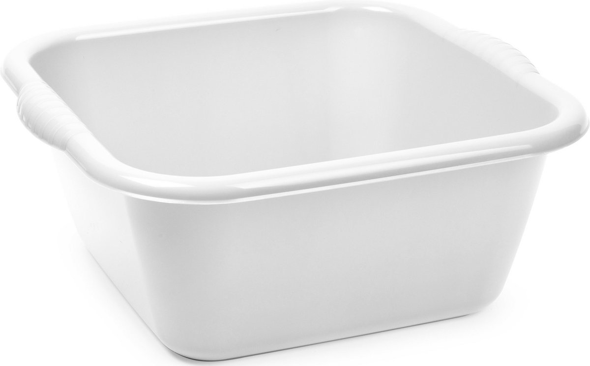 Goedkoopste Plasticforte teiltje/afwasbak - vierkant - kunststof - 15 liter - 41 x 39 x 16 cm - Lichtgrijs - Schoonmaken