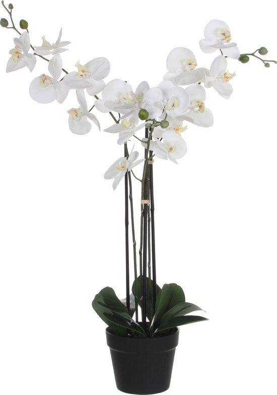 Oairse Fleurs artificielles d'orchidée blanche de 45,7 cm avec pot en