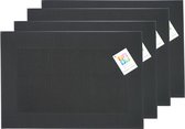 Placemats Hampton - 8x - zwart - PVC - 30 x 45 cm