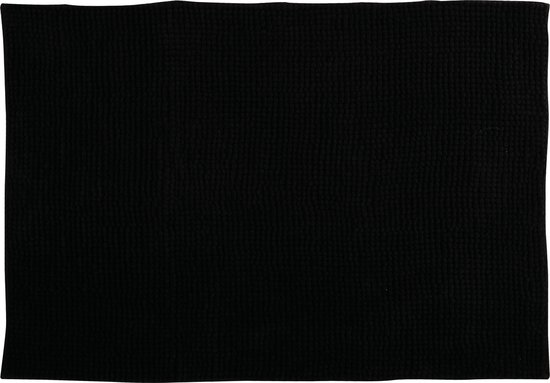 MSV Badkamerkleed/badmat tapijtje voor op de vloer - zwart - 50 x 80 cm - Microvezel - anti slip
