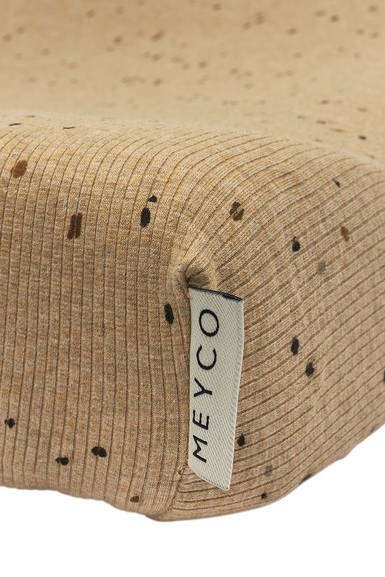 Meyco Baby Rib Mini Spot aankleedkussenhoes - toffee melange - 50x70cm — afbeelding 2