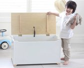 Coffre à jouets Beboonz Enfants - naturel / blanc - Espace de rangement pour speelgoed, livres et peluches - charnière de sécurité à fermeture lente