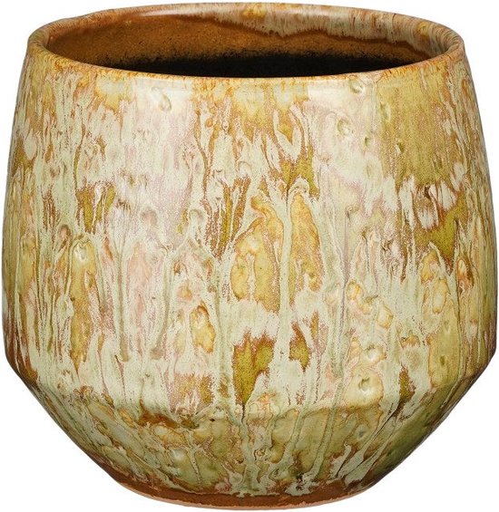 Mica Decorations Palm leaf Flowerpot - 29x29x25cm - Ceramic Mica Decorations Palm leaf Flowerpot - 29x29x25cm - Ceramic