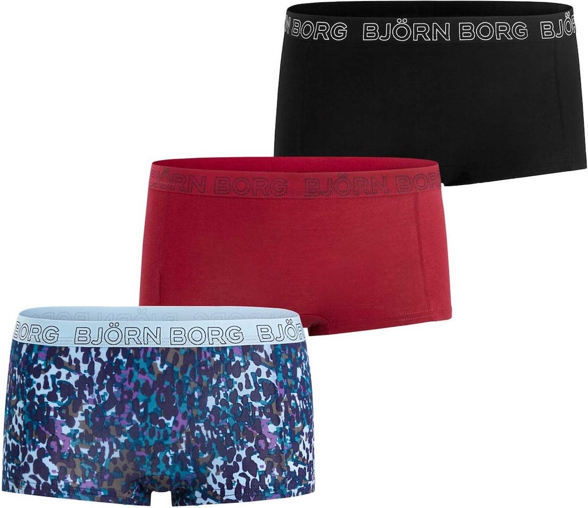 Björn Borg - Dames - Minishort Leopard 3-Pack - Multicolour - Maat 34