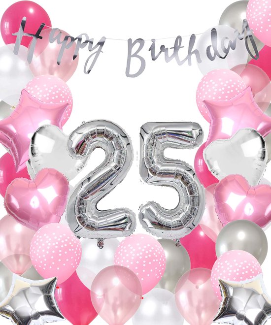 25e Verjaardag Decoratie Goud - Taart Decoratie Voor Man en Vrouw - Feest Accessoires 25 Jaar