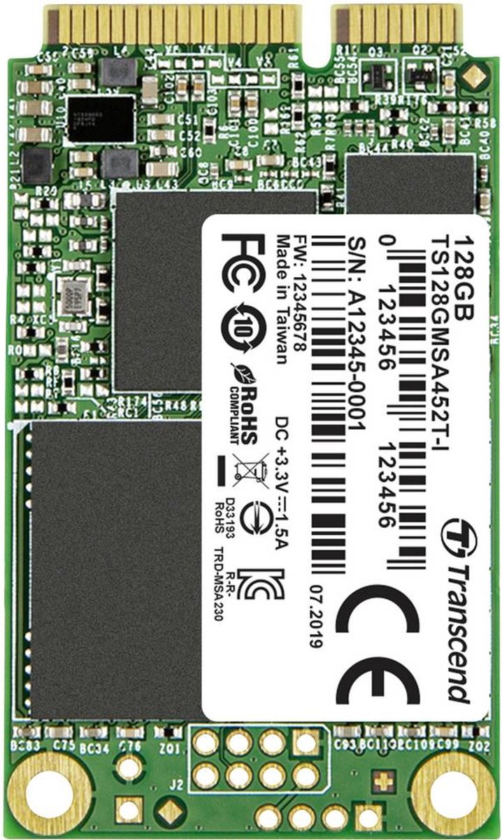 Image of Transcend MSA452T-I 128 GB mSATA SSD harde schijf SATA 6 Gb/s TS128GMSA452T-I