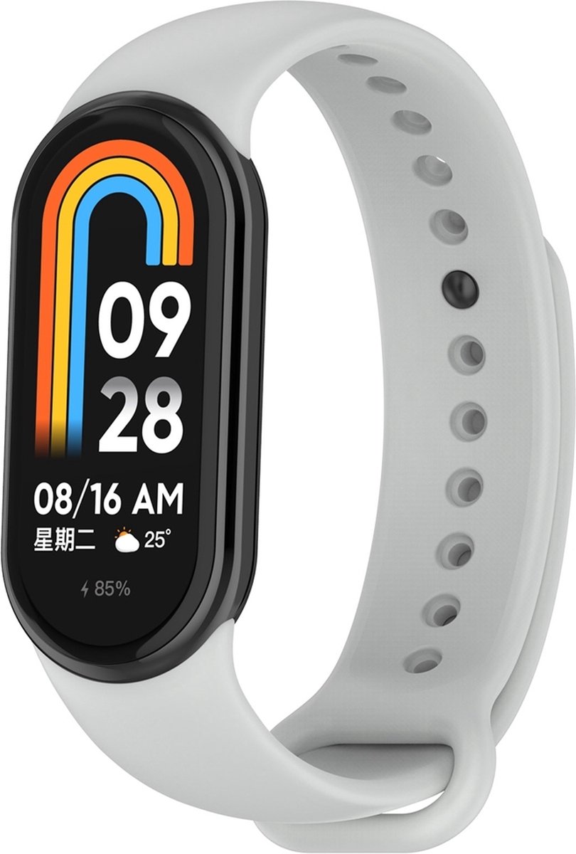 By Qubix - Siliconen bandje - Grijs - Geschikt voor Xiaomi Smart Band 8 / 9 / 10