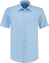 L&S Shirt poplin mix met korte mouwen voor heren light blue - M
