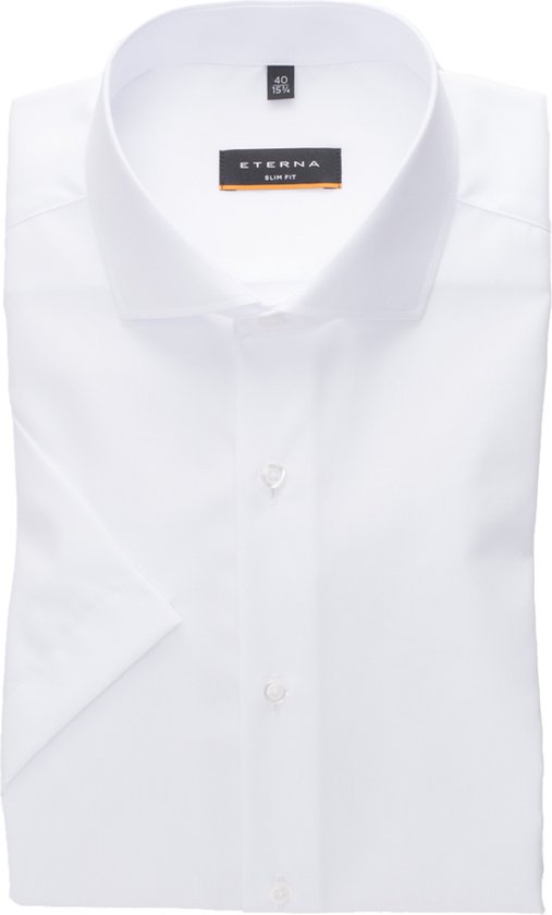 ETERNA slim fit overhemd korte mouw - popeline - wit - Strijkvrij - Boordmaat: 42
