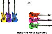 3x Opblaasbare gitaar 90cm assortie kleuren geleverd - muziek gitaren fun festival thema feest band pop