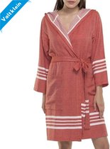 Hamam Badjas Sun Brick - M - korte sauna badjas met capuchon - ochtendjas - duster - dunne badjas - unisex - twinning