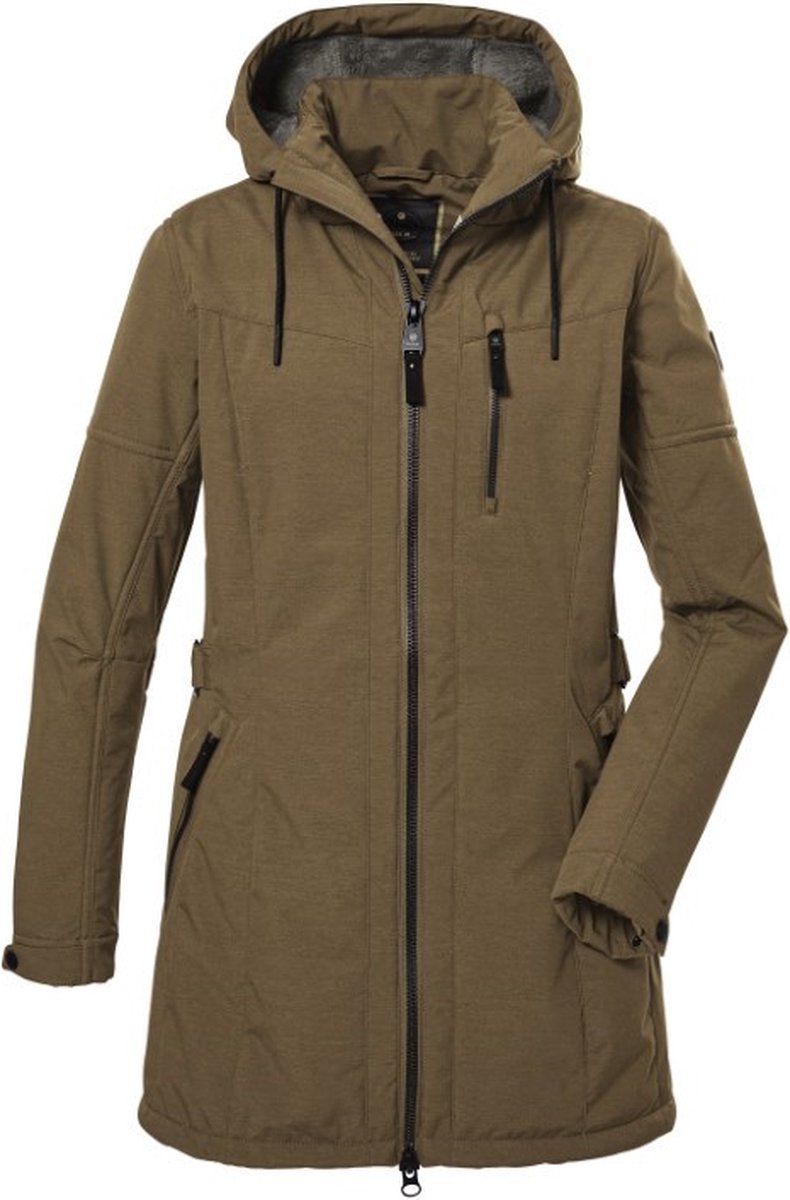 Killtec dames softshell winterparka - Dames softshell parka jas - camel - 40898 - maat 44