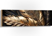 Hout - Zwarte en Gouden Palmbladeren - 90x30 cm - 9 mm dik - Foto op Hout (Met Ophangsysteem)