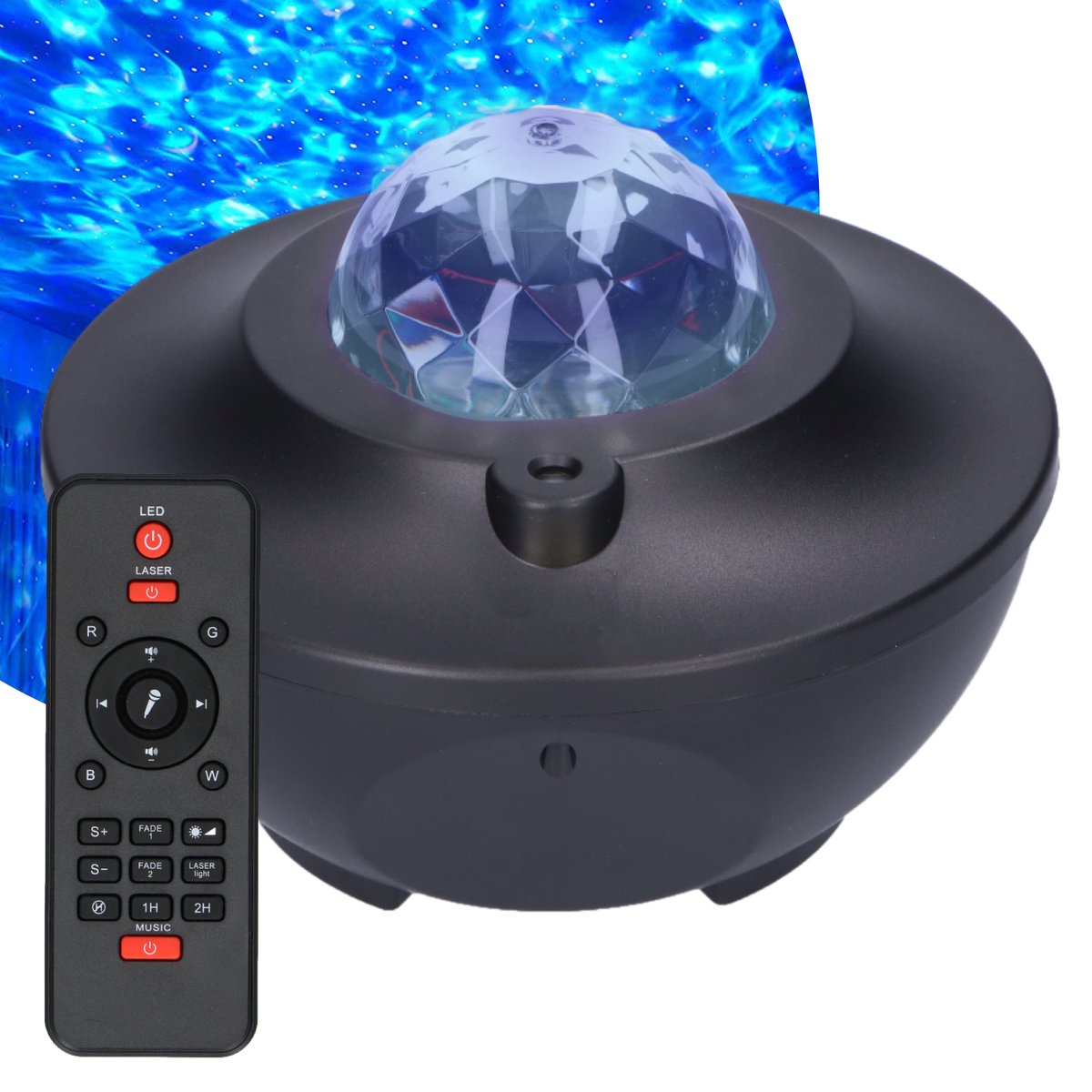 Projecteur étoile - Zwart - Avec bluetooth - USB et carte SD - Projecteur  galaxie 