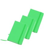 Set van 6x stuks notitieblokje groen met harde kaft en elastiek 9 x 14 cm - 100x blanco paginas - opschrijfboekjes