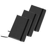 Set van 5x stuks notitieblokje zwart met harde kaft en elastiek 9 x 14 cm - 100x blanco paginas - opschrijfboekjes