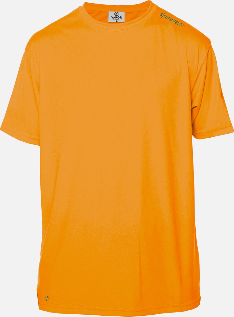 SKINSHIELD - UV Shirt met korte mouwen voor heren - FACTOR 50+ Zonbescherming - UV werend - Oranje