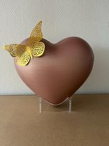 LBM urn hart met vlinder - roze - 3,3 liter