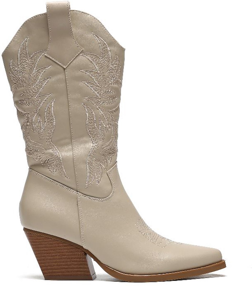 Smile Favorites® Dames Cowboylaarzen - Beige - Imitatieleer - Maat 37