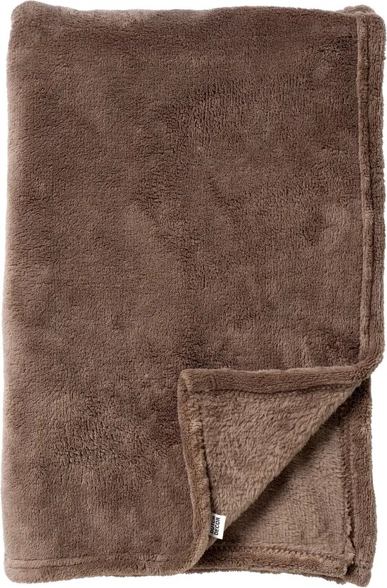 Dutch Decor - OWEN - plaid 130 x160 cm - coral fleece deken - heerlijk zacht - Driftwood - taupe