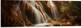 Dibond - Watervallen met Zonsondergang - 120x40 cm Foto op Aluminium (Wanddecoratie van metaal)
