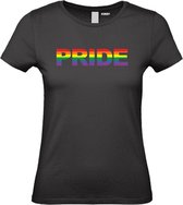 Dames T-shirt PRIDE Regenboog | Gay pride shirt kleding | Regenboog kleuren | LGBTQ | Zwart dames | maat M