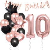 Snoes Ballonnen 10 Jaar Feestpakket – Versiering – Verjaardag Set Liva Rose Cijferballon 10 Jaar -Heliumballon