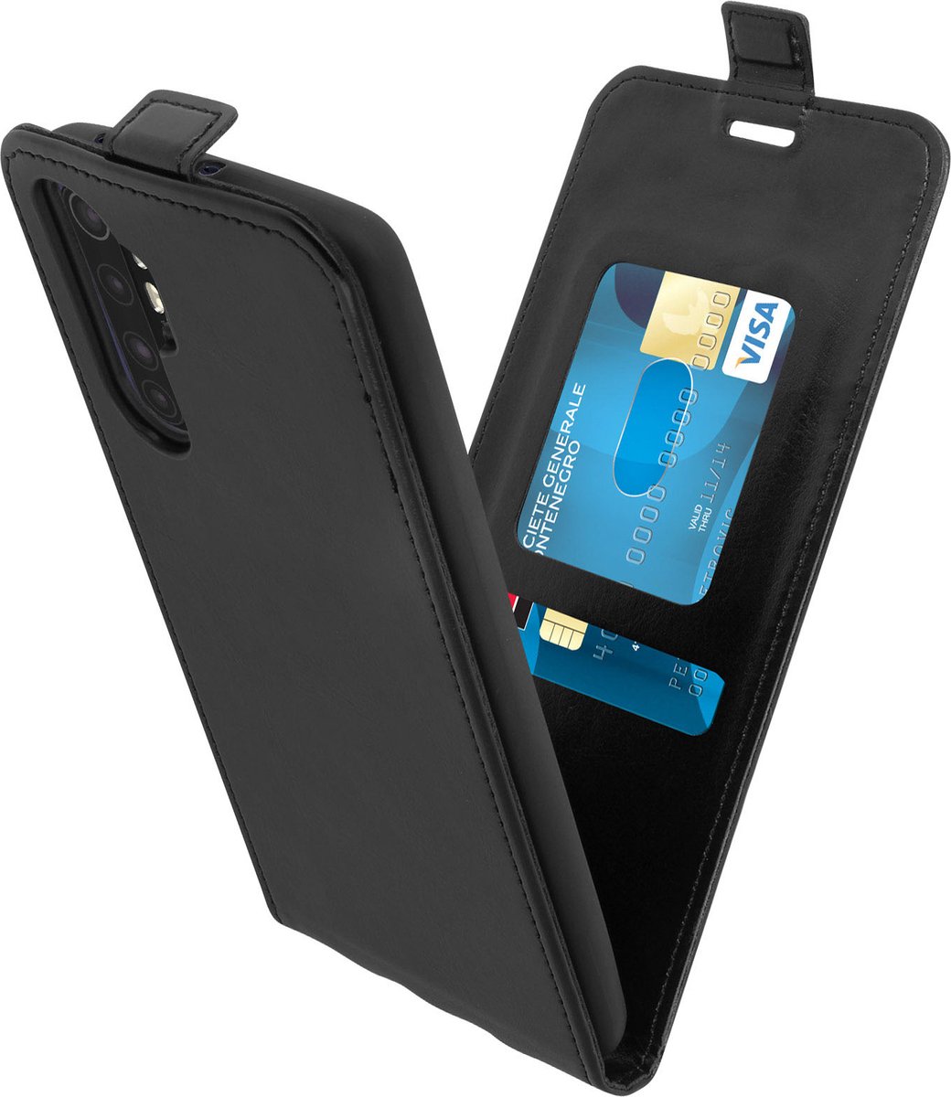 Verticale Flipcover geschikt voor Xiaomi Mi Note 10 Lite Kaartvak Zwart