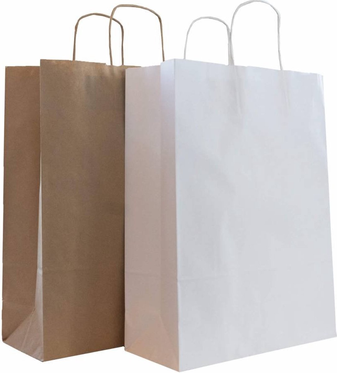 Papieren tasjes 50 stuks - Wit - A3 32x12x41 - Cadeautasjes - Papieren tasjes met handvat