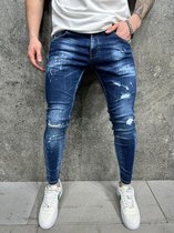 Mannen Stretchy Ripped Skinny Jeans Vernietigd Hole Slim Fit Denim Hoge Kwaliteit Jeans- W33