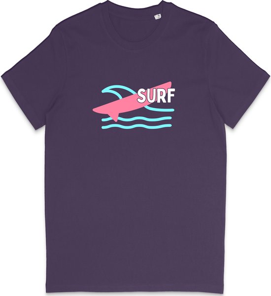 T Shirt Heren Dames - Surf - Grafische Print - Paars - XS