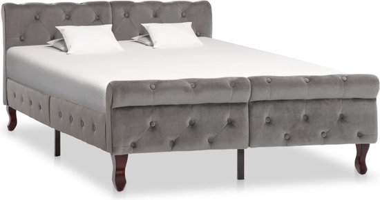 vidaXL - Bedframe - fluweel - grijs - 120x200 - cm