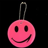 Reflecterende sleutelhanger - 1 stuks - Smiley - Roze