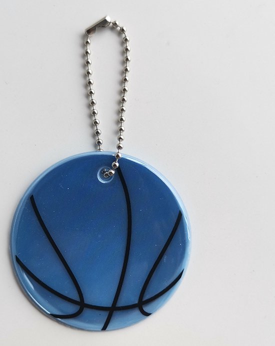 Reflecterende sleutelhanger - 1 stuks - Basketbal - Blauw