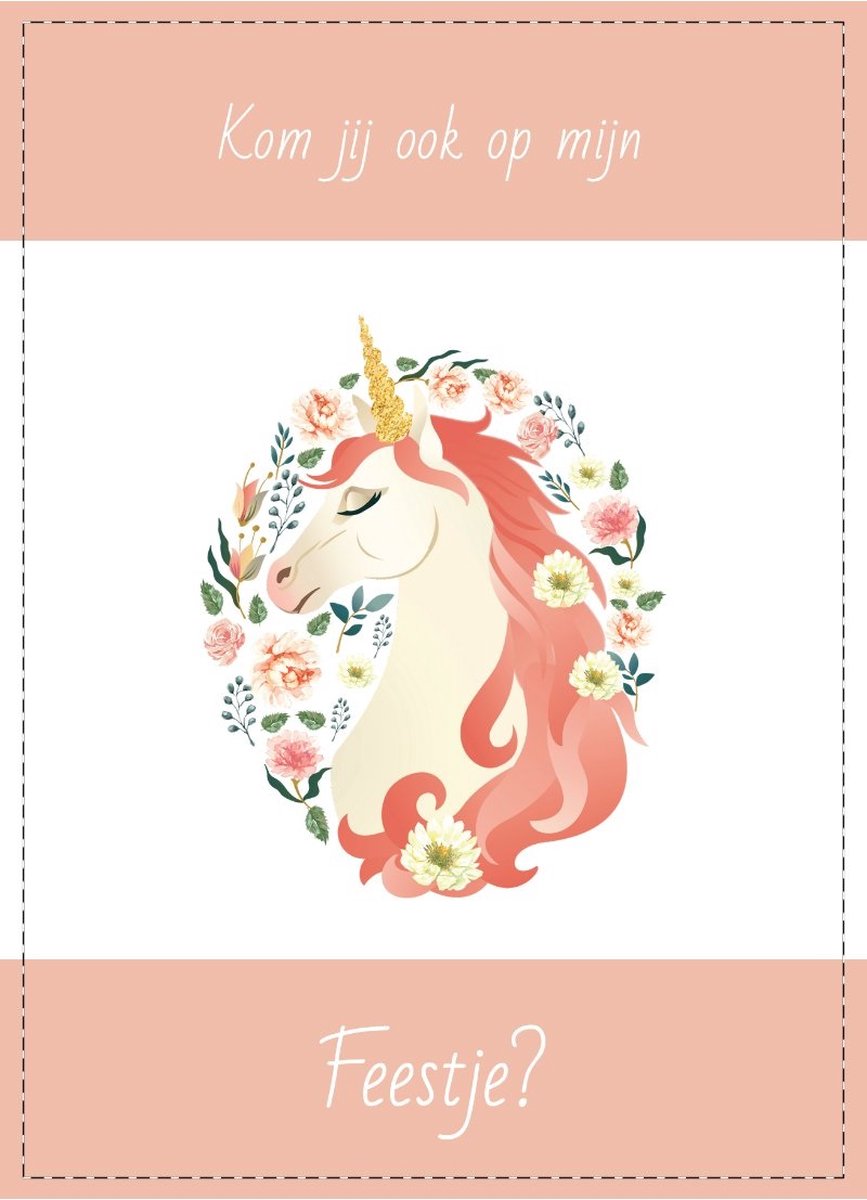 Uitnodiging kinderfeestje Unicorn - 10 stuks - uitnodigingskaarten - uitnodiging verjaardag - uitnodiging feest - kinderfeestje unicorn style - uitnodiging kinderfeestje meisjes - uitnodiging feestje - roze - A6 formaat - meisjes kaart