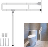 Toiletbeugel opklapbaar met steunvoet - Toiletsteun Verstelbaar - Handgreep toiletsteun - Ondersteuning Wandbevestiging - 60cm lang Wit
