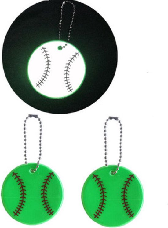 Reflecterende sleutelhanger - 2 stuks - Honkbal - Groen