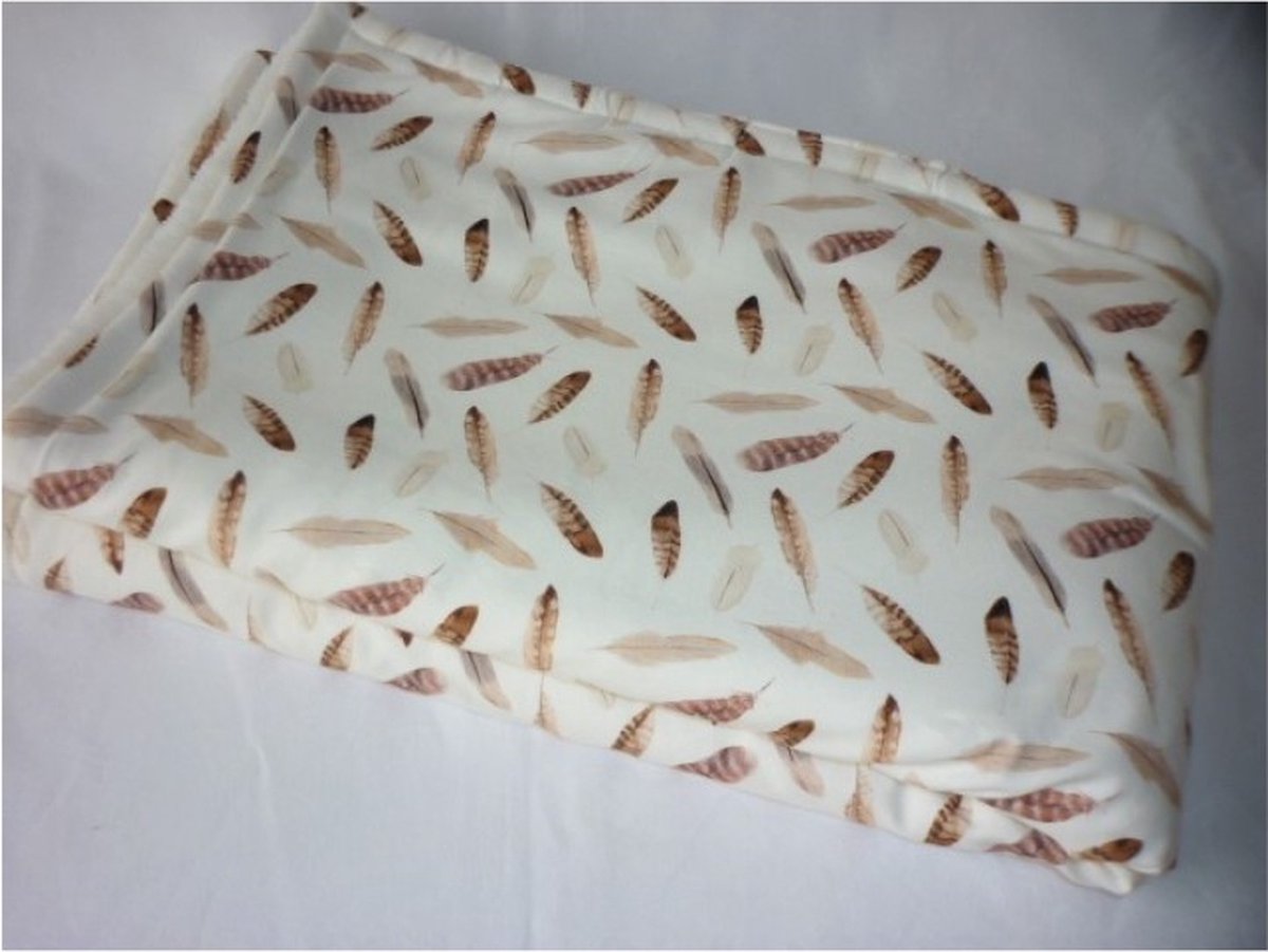 Oogappel Veren Jersey Teddy Wiegdeken 75x100 cm -Offwhite-Bruin