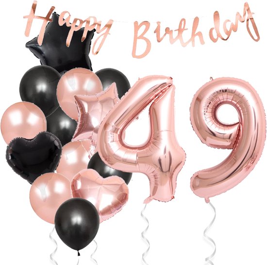 Snoes Ballonnen 49 Jaar Feestpakket – Versiering – Verjaardag Set Liva Rose Cijferballon 49 Jaar - Heliumballon