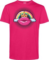 T-shirt Female PopArt Lips | Gay pride shirt kleding | Regenboog kleuren | LGBTQ | Roze | maat XXL
