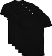 5 Pack Roly Dogo Premium Heren T-Shirt 100% katoen Ronde hals Zwart, Maat XXL