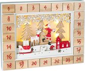 BRUBAKER Herbruikbare Houten Adventskalender om zelf te vullen - Kerstman in het bos met LED-verlichting - Doe-het-zelf-kalender 35,5 x 6 x 27 cm